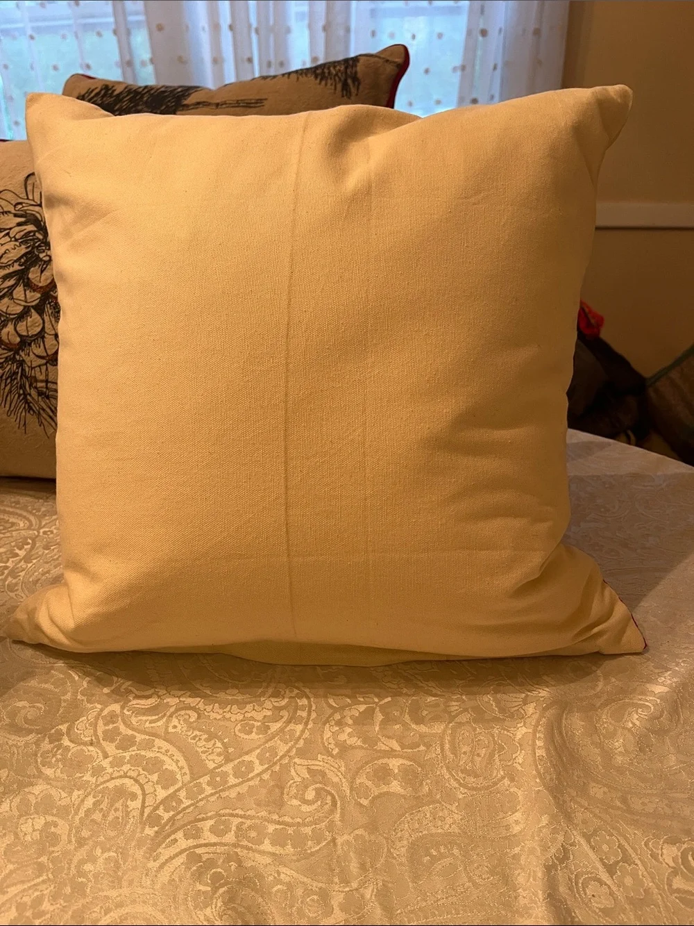 Garnet Hill Holiday Reindeer Cotton Embroidered Pillows. New! 2 available!
